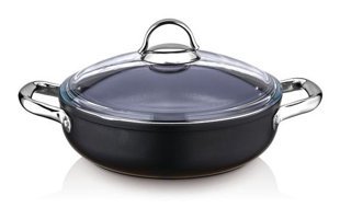 Saflon 8622 Cam Kapaklı Döküm 22 cm Basık Tencere