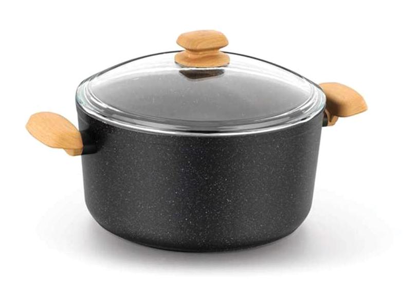 Korkmaz Montana A1242 Cam Kapaklı Granit 24 cm Derin Tencere