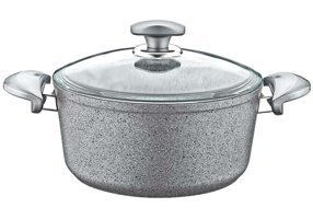 Acar OMS 3110 Cam Kapaklı Granit 24 cm Derin Tencere