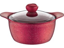 Oms Collection 3120 Cam Kapaklı Granit 24 cm Derin Tencere