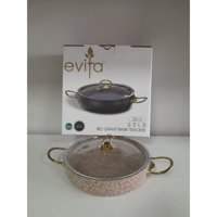 Evita Bio Cam Kapaklı Granit 22 cm Basık Tencere