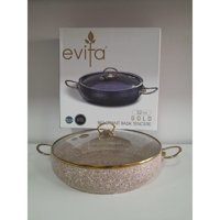 Evita Bio Cam Kapaklı Granit 32 cm Basık Tencere