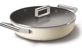 Smeg Cookware 50's Style CKFD2811CRM Cam Kapaklı Granit 28 cm Basık Tencere
