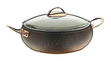 Oms Collection Cam Kapaklı Granit 26 cm Karnıyarık Tencere
