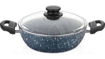 Cem Premium Cam Kapaklı Granit 30 cm Karnıyarık Tencere