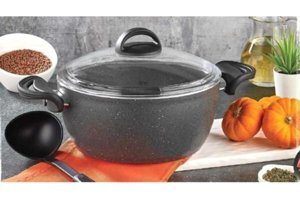 Tekno Trust Zetra Cam Kapaklı Granit 24 cm Derin Tencere