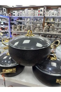 Armoni Cam Kapaklı Granit 30 cm Derin Tencere