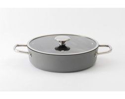 Vivense Kitchen Essentials Cam Kapaklı Granit 26 cm Basık Tencere Mavi