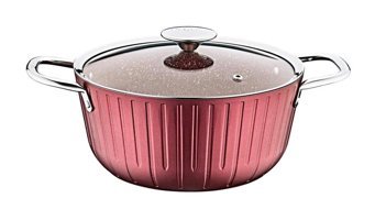 Oms Collection 3118 Cam Kapaklı Granit 24 cm Derin Tencere