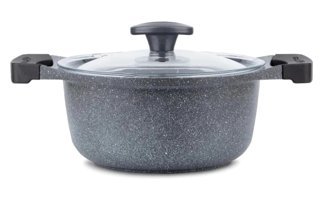 Thermoad Cam Kapaklı Granit 18 cm Derin Tencere