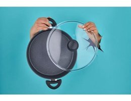 Tekno Trust Mastercook Cam Kapaklı Granit 30 cm Basık Tencere