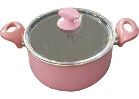 Mehtap Rose Cam Kapaklı Granit 20 cm Derin Tencere