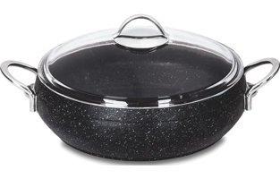 Essenso Cam Kapaklı Granit 26 cm Basık Tencere