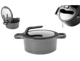 Berghoff Gem Stay Cool 2307418 Cam Kapaklı Döküm 24 cm Derin Tencere
