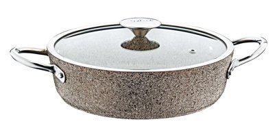 Oms Collection Bio 3316 İndüksiyon Cam Kapaklı Granit 24 cm Karnıyarık Tencere
