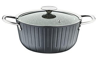Oms Collection Colonna 3318 Cam Kapaklı Granit 24 cm Derin Tencere Antrasit