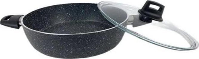 Eda Zetra ZK-021 Cam Kapaklı Granit 22 cm Basık Tencere