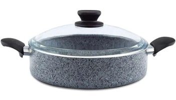 Nice Home Art Stonelife Cam Kapaklı Granit 28 cm Karnıyarık Tencere Gri