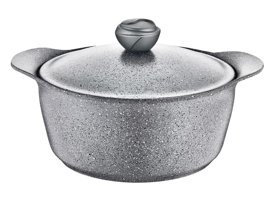 Oms Collection Bio 3120 Cam Kapaklı Granit 26 cm Derin Tencere