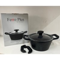 Ferro Plus Cam Kapaklı Döküm-Granit 18 cm Derin Tencere