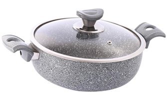 Şan Cam Kapaklı Granit 24 cm Basık Tencere