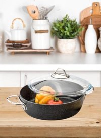 Özlife Sina Cam Kapaklı Granit 30 cm Karnıyarık Tencere