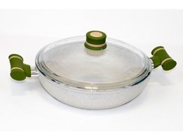 Mehtap Cam Kapaklı Granit 28 cm Basık Tencere