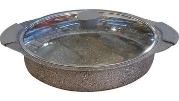 Oms Collection Cam Kapaklı Granit 32 cm Karnıyarık Tencere