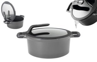 Berghoff Gem Stay Cool 2307419 Cam Kapaklı Döküm 28 cm Derin Tencere