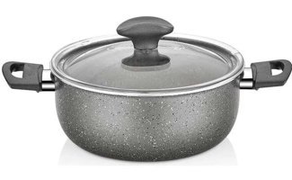 Papilla Fred Cam Kapaklı Granit 28 cm Derin Tencere