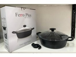 Ferro Plus Cam Kapaklı Döküm-Granit 28 cm Karnıyarık Tencere