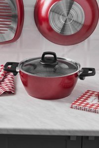 Karaca Biodiamond Cherry Cam Kapaklı Granit 24 cm Derin Tencere