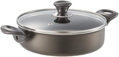 Mehtap Onyx Cam Kapaklı Teflon 24 cm Basık Tencere