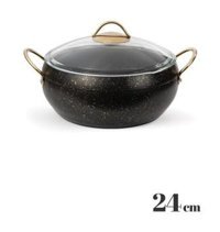 Esse Gold Cam Kapaklı Granit 24 cm Derin Tencere