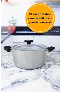 Papilla Vilma Cam Kapaklı Granit 24 cm Derin Tencere Gri