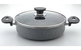 Arselon Eko Cam Kapaklı Granit 24 cm Basık Tencere