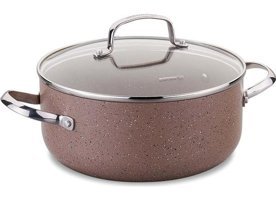Korkmaz Browni Cam Kapaklı Granit 24 cm Derin Tencere