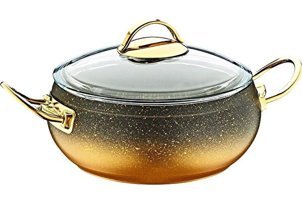 Oms Collection 3141 Cam Kapaklı Granit 24 cm Derin Tencere