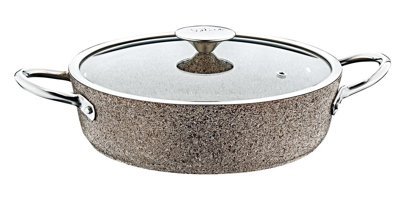Oms Collection Bio 3316 İndüksiyon Cam Kapaklı Granit 26 cm Basık Tencere