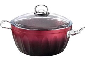 Hascevher Lotus Cam Kapaklı Granit 24 cm Derin Tencere