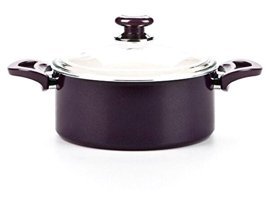 Essenso Ecotouch Berlin Mürdüm Cam Kapaklı Granit 24 cm Derin Tencere