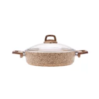 Karaca Bio Wood Silver Cam Kapaklı Granit 26 cm Karnıyarık Tencere