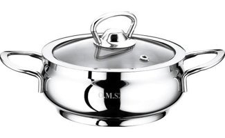 Oms Collection Mini Küre 2009 Cam Kapaklı Paslanmaz Çelik 12 cm Basık Tencere