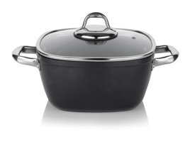 Schafer Gastronomie Master Cam Kapaklı Granit 24 cm Derin Tencere Siyah