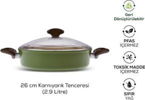 Karaca Swiss Crystal Nature Pro Cam Kapaklı Granit 26 cm Karnıyarık Tencere
