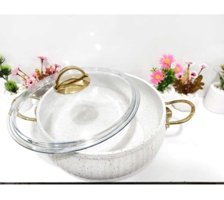 Lines No:26 Cam Kapaklı Granit 26 cm Basık Tencere