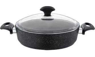 Falez Black Plus Cam Kapaklı Granit 28 cm Karnıyarık Tencere