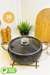 Fithome Ultra Cam Kapaklı Döküm-Granit 20 cm Derin Tencere