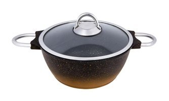 Emsan Gold Cam Kapaklı Granit 24 cm Derin Tencere
