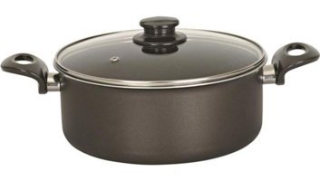 Viyalente Onyx Cam Kapaklı Granit 24 cm Derin Tencere